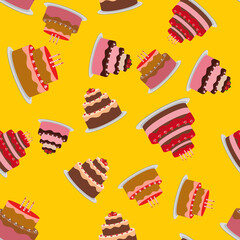Birthday Cake Seamless Pattern Background Illustration