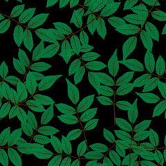 Natural Leaves Seamless Pattern Background. Illustration