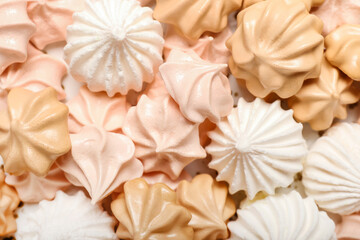 Many different meringue as background, closeup
