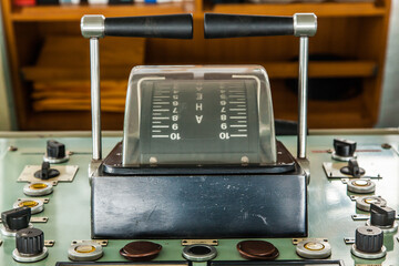 Speed control device on board the ship. Ship speed control telegraph. © Сергей Жмурчак