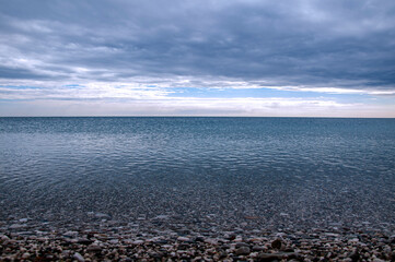 Clouds over the sea on the beach.