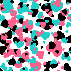 Obraz premium Colorful background with hearts. Illustration seamless pattern.