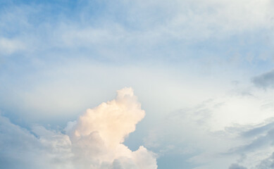 blur The vast sky and the white clouds float in the sky. The natural blue background has a breeze on a bright day in the summer.The sky and clouds are not the same shape as the weather.