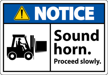 Obraz premium Notice Sound Horn Proceed Slowly Sign On White Background