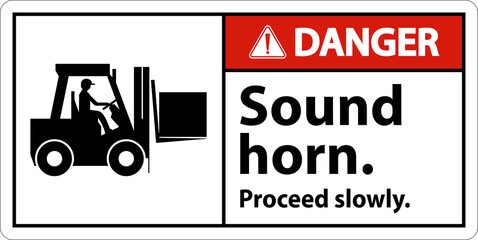 Danger Sound Horn Proceed Slowly Sign On White Background