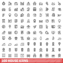 Obraz na płótnie Canvas 100 house icons set. Outline illustration of 100 house icons vector set isolated on white background