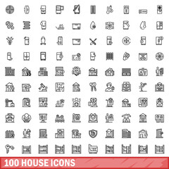 Fototapeta na wymiar 100 house icons set. Outline illustration of 100 house icons vector set isolated on white background