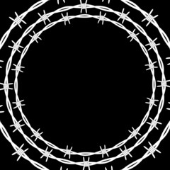 Disease, conclusion symbol, sign. Barbed wire background. Illustration