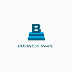 Fototapeta premium design logo combine letter B and stair