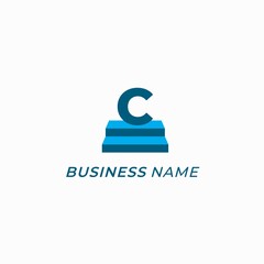 Fototapeta premium design logo combine letter C and stair