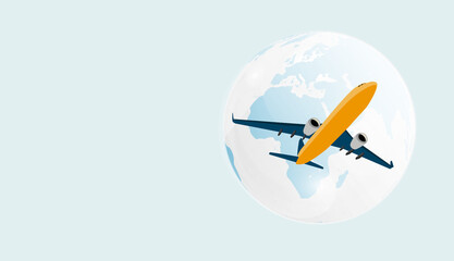 Airplane and Globe Background. Illustration.