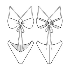 Fashion technical drawing of bikini