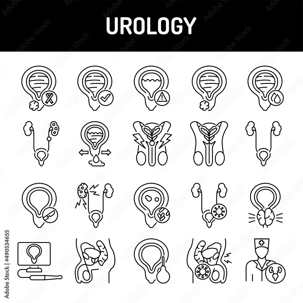 Poster urology line icons set. isolated vector element.