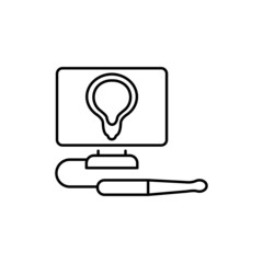 Ultrasound urinary system color line icon. Pictogram for web page