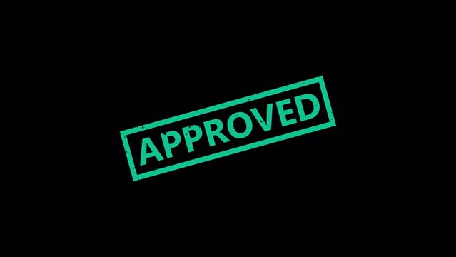 Approved stamp Seal animation on transparent background. ALPHA channel. square grunge green sign. Motion graphics, animated stock footage