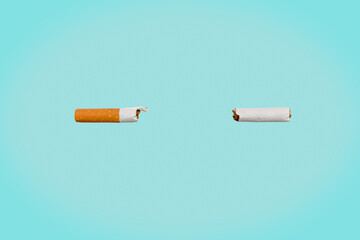 Anti smoking concept message with broken cigarette to give up smoking tobacco