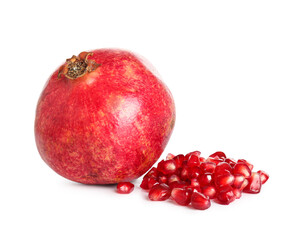 Tasty ripe pomegranate on white background