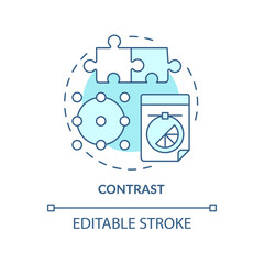 Contrast turquoise concept icon. Instrument of designer. Principles of graphic design abstract idea thin line illustration. Isolated outline drawing. Editable stroke. Arial, Myriad Pro-Bold fonts used