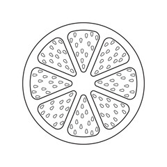 Fruit cut - orange, lemon, grapefruit, black and white icon. Illustration.