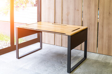 Director's office with large wooden table. Interior design