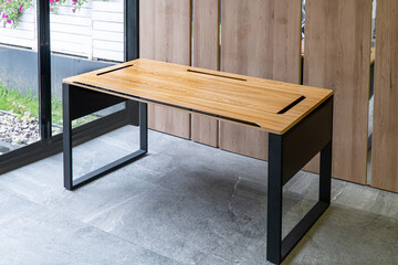 Director's office with large wooden table. Interior design