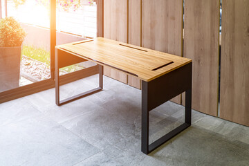 Director's office with large wooden table. Interior design