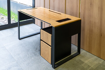 Director's office with large wooden table. Interior design