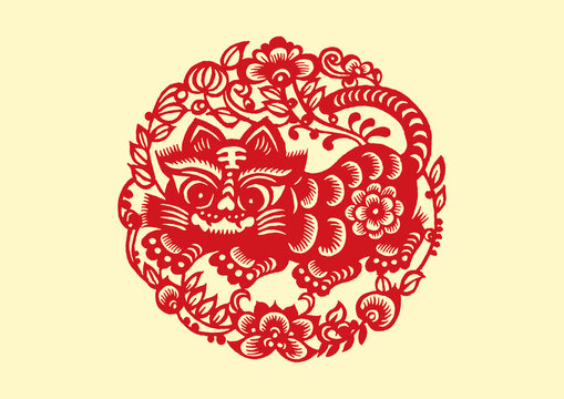 Traditional Paper cut tiger art And craft