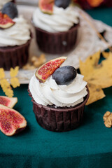 Autumn sweet dessert decorated on a table
