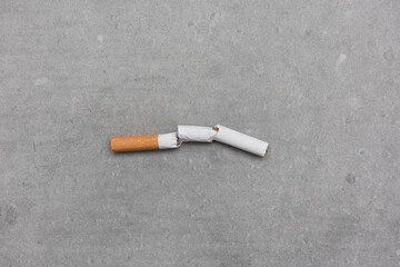 Anti smoking concept message with broken cigarette to give up smoking tobacco