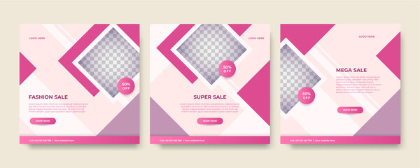 Fashion sale social media post or web banner template design with abstract luxury background, logo and icon. Summer or winter modern style woman dress business online marketing poster flyer.