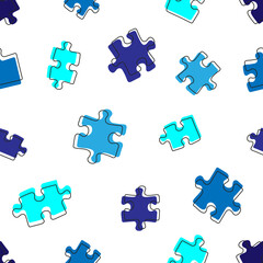 seamless pattern blue and white puzzle