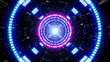 Glowing Digital Cyberspace Tunnel Background