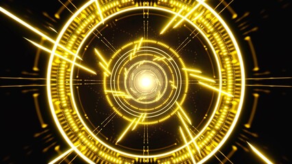 Shining Yellow Spiral Light Particles Tunnel