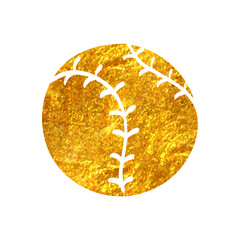 Hand drawn gold foil texture icon Baseball