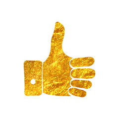 Hand drawn gold foil texture icon Thumb up hand
