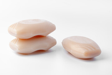 Close up of hygiene toilet soap isolated on white background