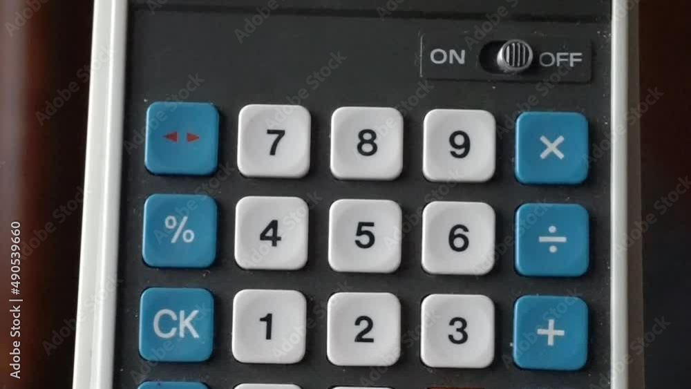 Aufkleber calculator from the 70's in macro view