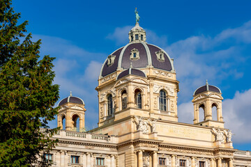 Fototapeta na wymiar Dome of Natural History Museum on Maria Theresa square in Vienna, Austria