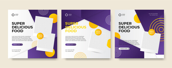 Modern universal social media post template. Web banner, flyer or poster for ads offer sale promotion marketing. Design for travel, business, food menu, fashion, creative digital agency.