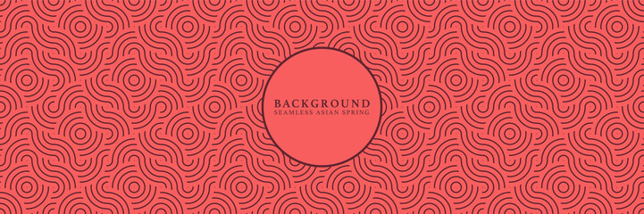 Asian background motif in oriental geometric style. Brown red seamless pattern for wrapping, banner, fabric, texture. Japanese vector classic bizarre spring ornament.