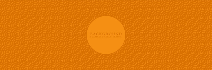 Asian background motif in oriental geometric style. Orange bright seamless pattern for wrapping, banner, fabric, texture. Japanese vector spring decorative ornament.