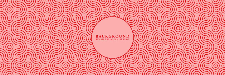 Naklejka premium Asian background motif in oriental geometric style. Pink red hanami seamless pattern for wrapping, banner, fabric, texture. Japanese vector spring sakura floral ornament.