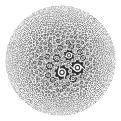 Smart gear symbols are grouped into bubble group. Smart gear icon bubble mosaic. Abstraction spheric bubble collage is designed from smart gear symbols.