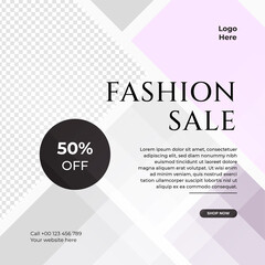 Fototapeta premium Fashion sale social media post or web banner template design with abstract luxury background, logo and icon. Summer or winter modern style woman dress business online marketing poster flyer.