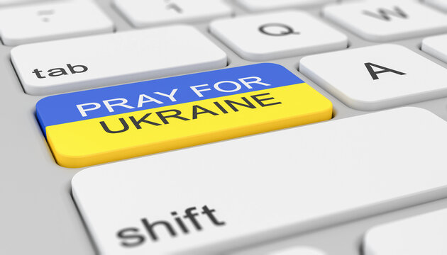 3d rendering of a keyboard - national colors of Ukraine