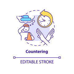 Countering concept icon. Gaslighting behaviour in relationships abstract idea thin line illustration. Psychological abuse. Isolated outline drawing. Editable stroke. Arial, Myriad Pro-Bold fonts used