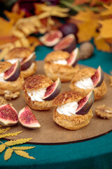 Autumn sweet dessert decorated on a table