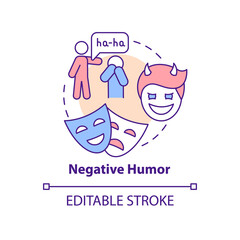 Negative humor concept icon. Psychological manipulation case abstract idea thin line illustration. Verbal abuse. Isolated outline drawing. Editable stroke. Arial, Myriad Pro-Bold fonts used