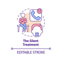 Silent treatment concept icon. Psychological manipulation abstract idea thin line illustration. Emotional punishment. Isolated outline drawing. Editable stroke. Arial, Myriad Pro-Bold fonts used
